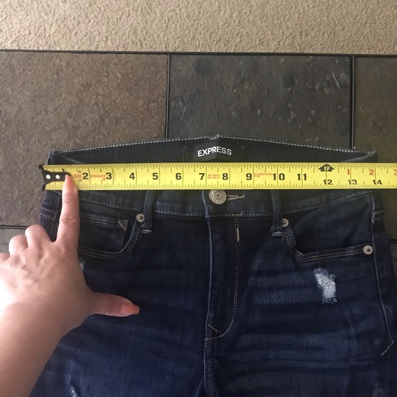 Mid Rise Floral Embroidered Dark Jean Leggings - Picture 8 of 12